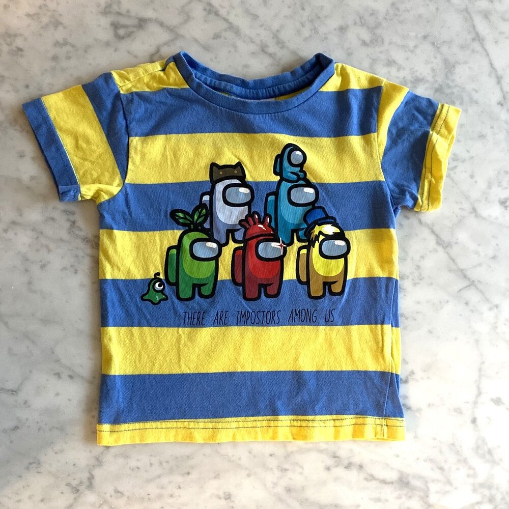 Among Us Blue and Yellow Shirt Size 100 Size 3T